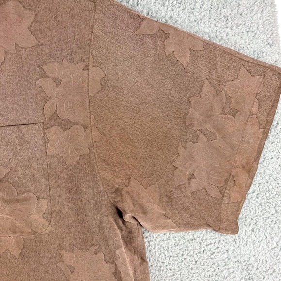 Tommy Bahama Shirt‎ Mens 2XL Brown 100% Silk Tonal Floral Hawaiian Aloha Camp - Picture 7 of 13